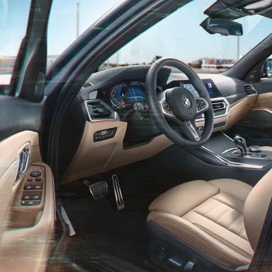 BMW 3 シリーズ ツーリング、コックピットの詳細画像 G21 BMW 3 シリーズ ツーリング、都市部を背景にしたコックピットの詳細画像 G21