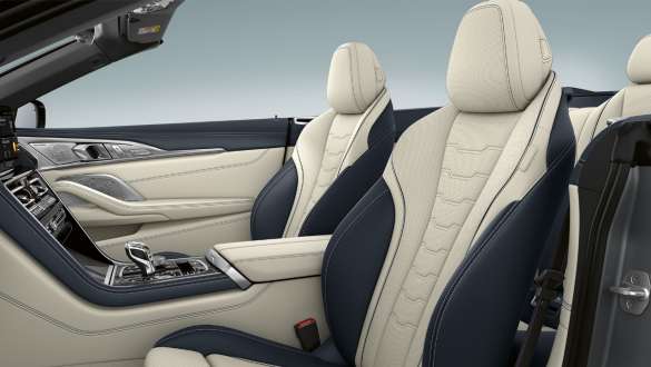 Multifunction seats the new BMW 8 Series Convertible G14 LCI Facelift 2022 Multifunction seats the new BMW 8 Series Convertible G14 LCI Facelift 2022 interior with open softtop