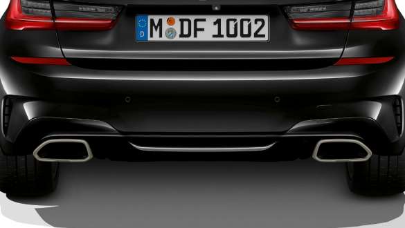 専用のエキゾースト・テールパイプ・トリム BMW M340i xDrive G20 2020 BMW M340i xDrive G20 2020 サファイア・ブラック・メタリック 専用のエキゾースト・テールパイプ・トリム クローズアップ