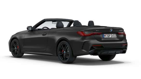 斜めからのサイド・ビュー BMW M440i xDrive カブリオレ G23 2020 BMW M440i xDrive カブリオレ BMW Individual フローズン・ディープ・グレー・メタリック G23 2020 斜めからのリヤ・ビュー