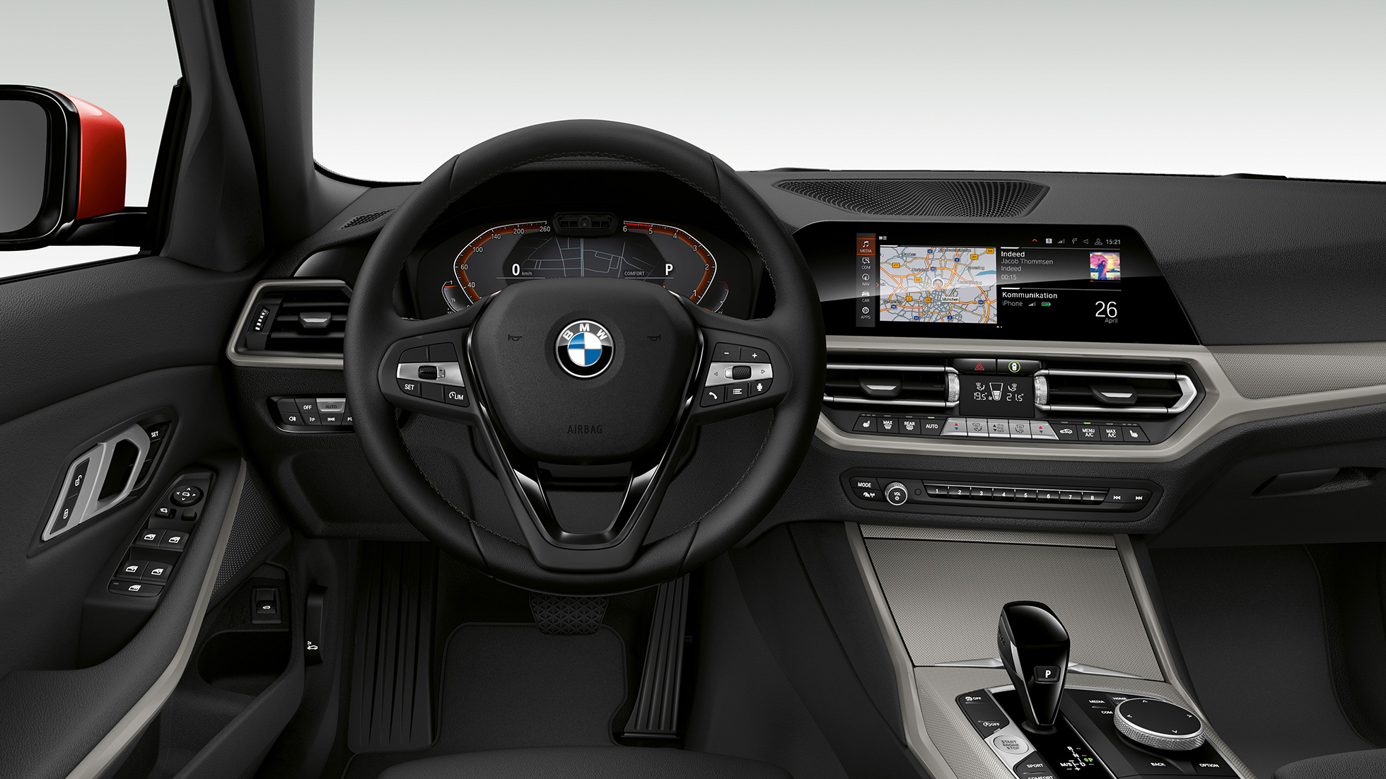 BMW 3シリーズ セダン Advantageのコックピット。G20 BMW 3シリーズ セダン Advantage、コックピット正面のクローズ・アップ。G20