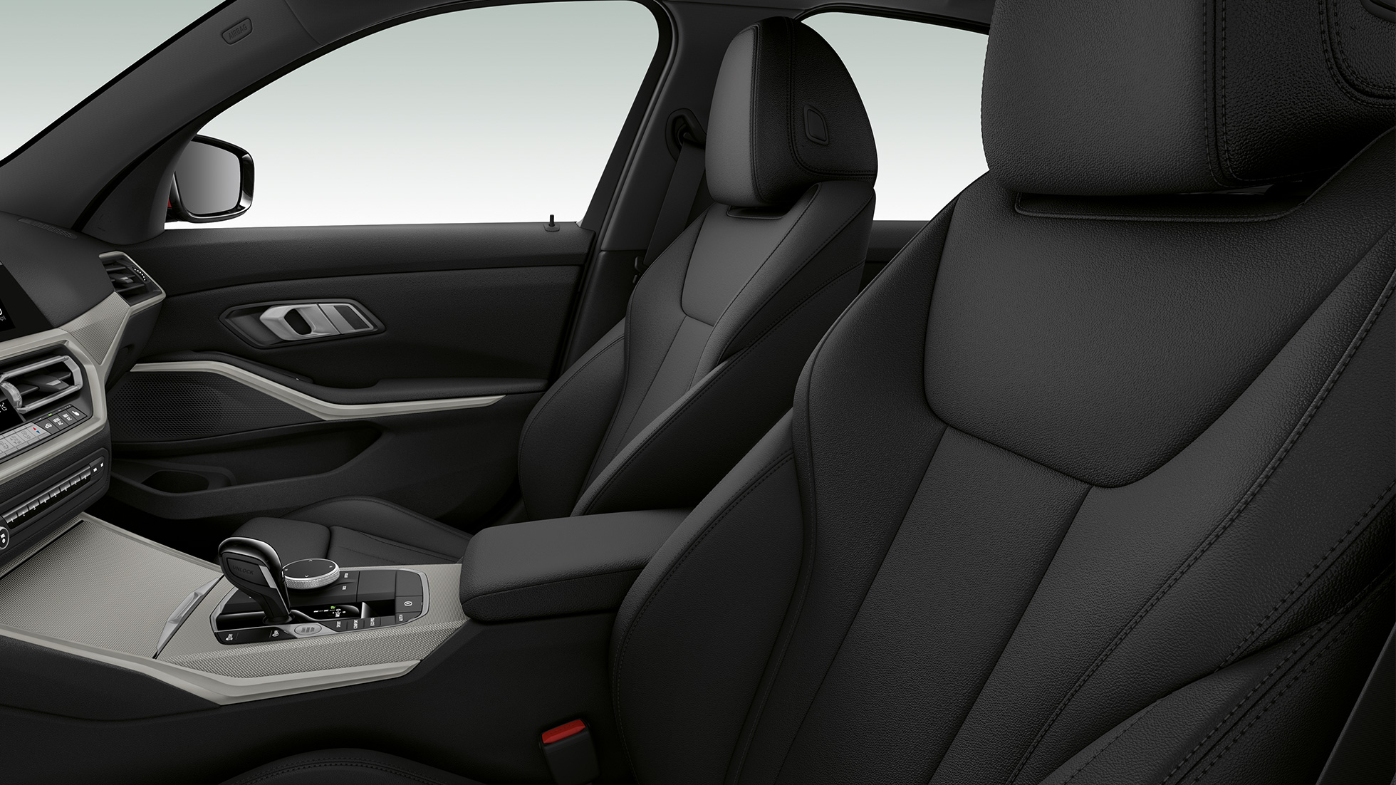 BMW 3シリーズ セダン Advantageフロント・シート。 BMW 3シリーズ セダン Advantageフロント・シート、サイドのクローズ・アップ。