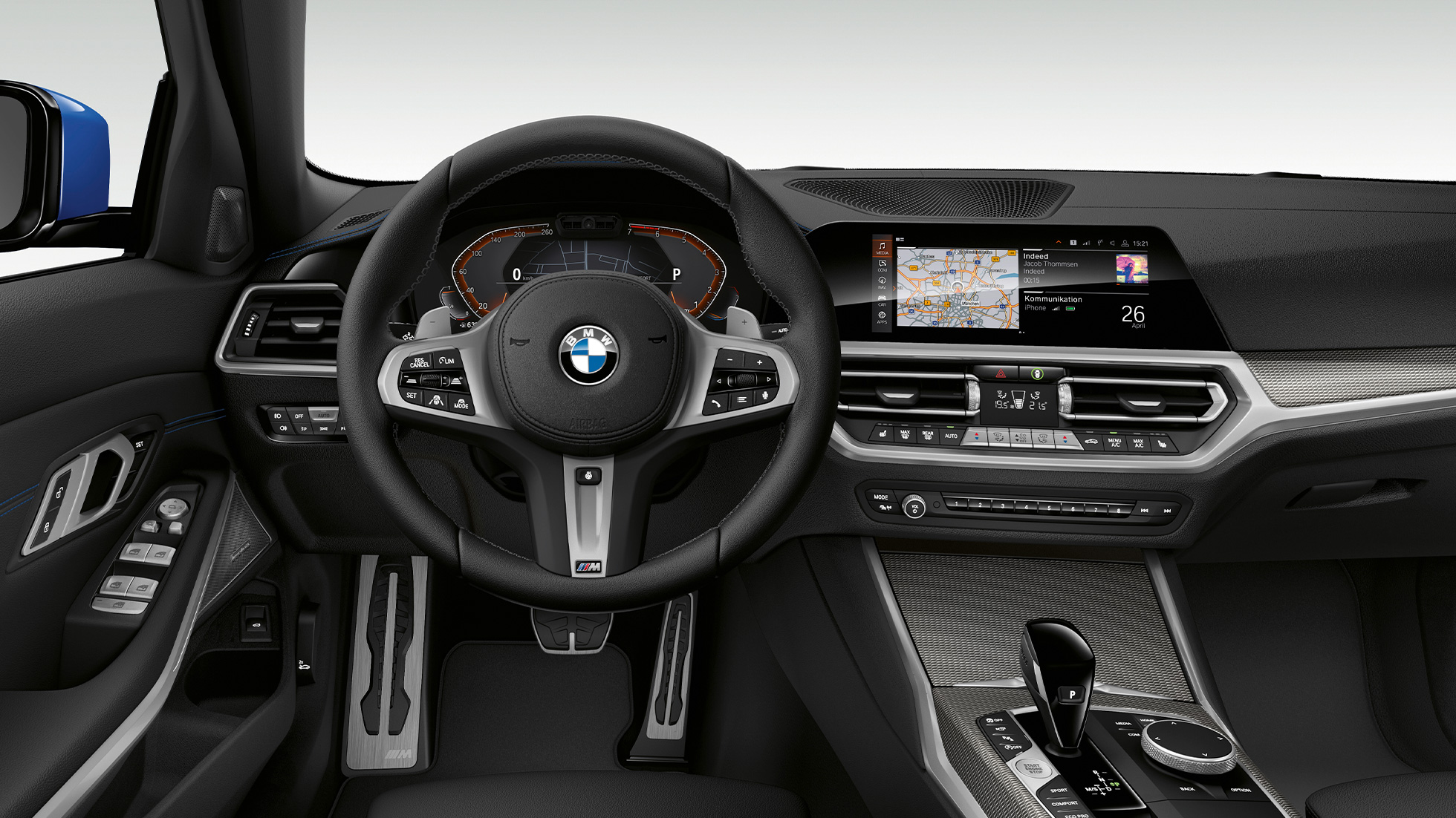 BMW 3シリーズ セダン M Sport、コックピット。G20 BMW 3シリーズ セダン M Sport、コックピット正面のクローズ・アップ。G20