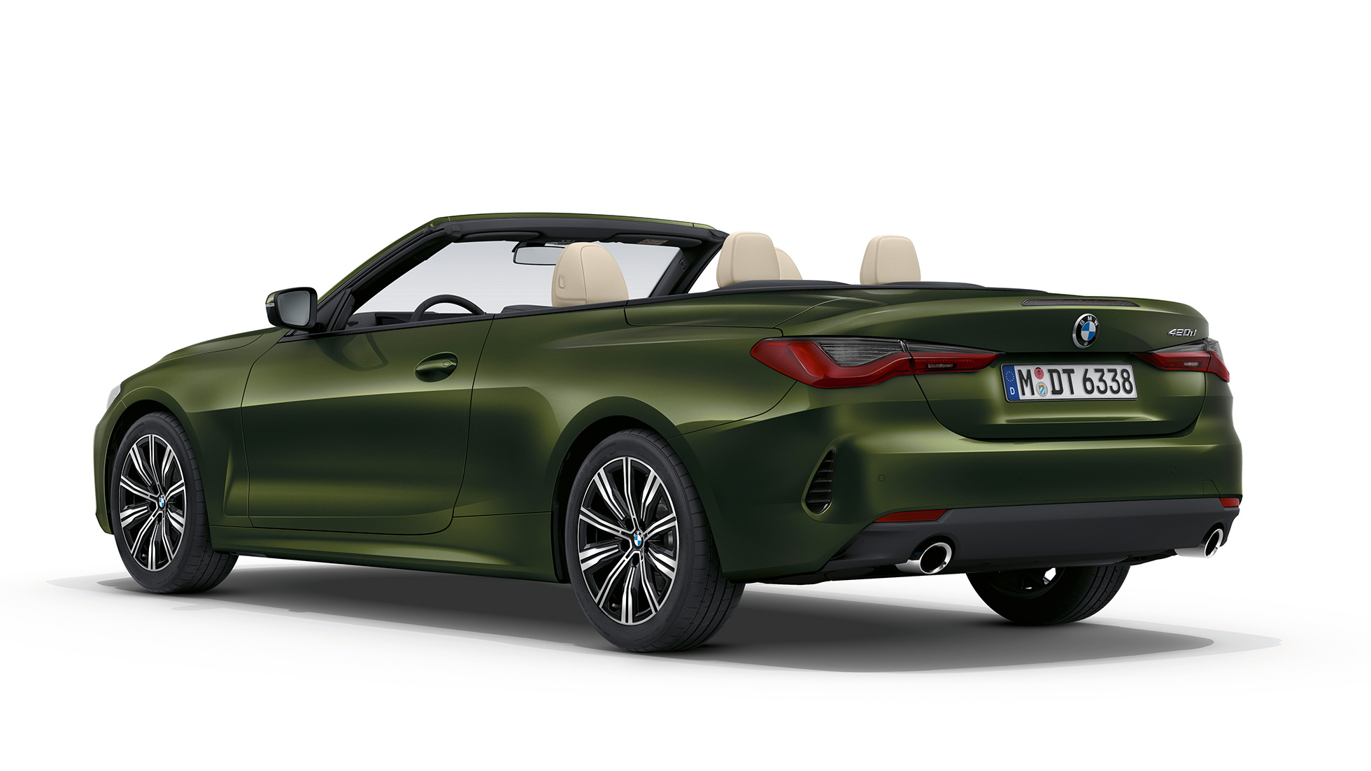 リヤ BMW 4シリーズ カブリオレ ベース・モデル G23 2020 BMW 4シリーズ カブリオレ G23 2020 ベース・モデル ブルーストーン・メタリック、斜めからのリヤ・ビュー