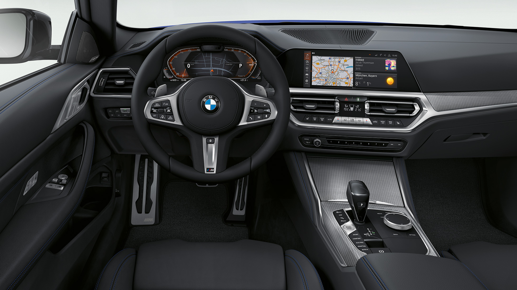 BMW 4シリーズ・クーペ Mスポーツ・パッケージ G22 2020、内張り BMW 4シリーズ・クーペ G22 2020 Mスポーツ・パッケージ、インテリア、高級レザーの内張り
