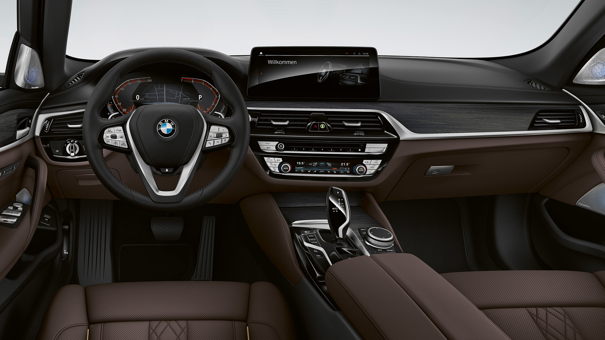 コックピットBMW 5シリーズ ツーリングG31ラグジュアリー・ライン コックピットBMW 5シリーズ ツーリング530I G31 2020ラグジュアリー・ライン専用レザー「ナッパ」モカルカ専用ステッチインパイピング