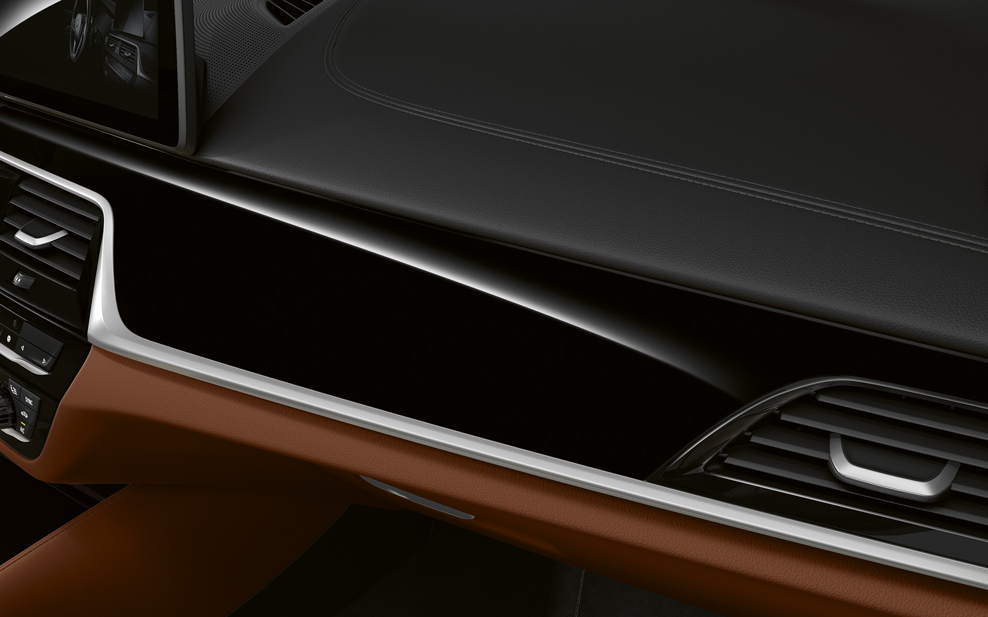 BMW 5シリーズ ツーリング G31 LCI コックピット詳細 パール・クロムのピアノ・ブラック・トリム・フィニッシャー BMW 5シリーズ ツーリング G31 フェイスリフト 2020 コックピット詳細 パール・クロムのピアノ・ブラック・トリム・フィニッシャー