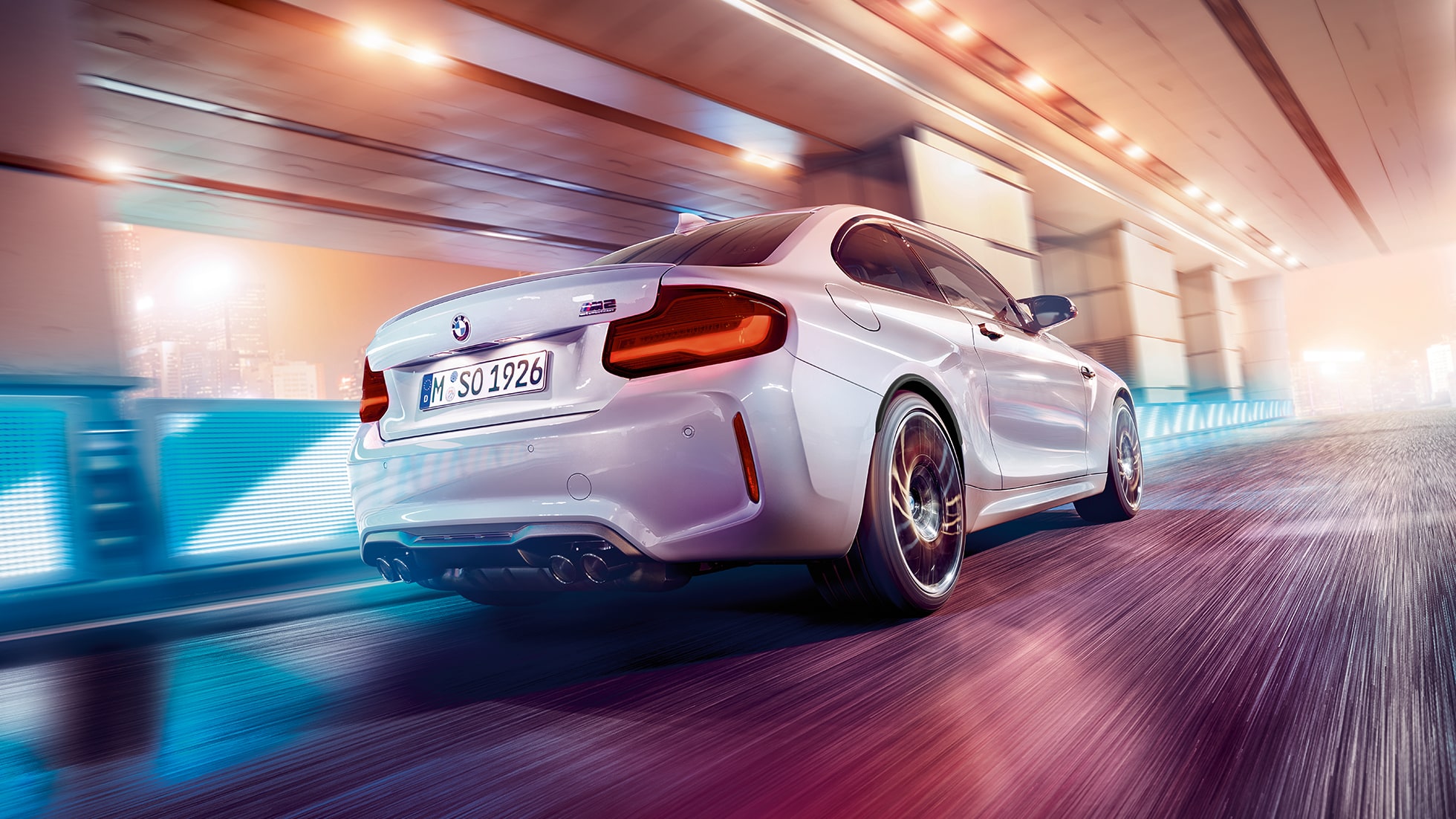 BMW M2 Competition F87のリヤ・デザイン BMW M2 Competition F87 2018ホッケンハイム・シルバー・メタリックのリヤ・デザイン - 斜めからのリヤ・ビュー