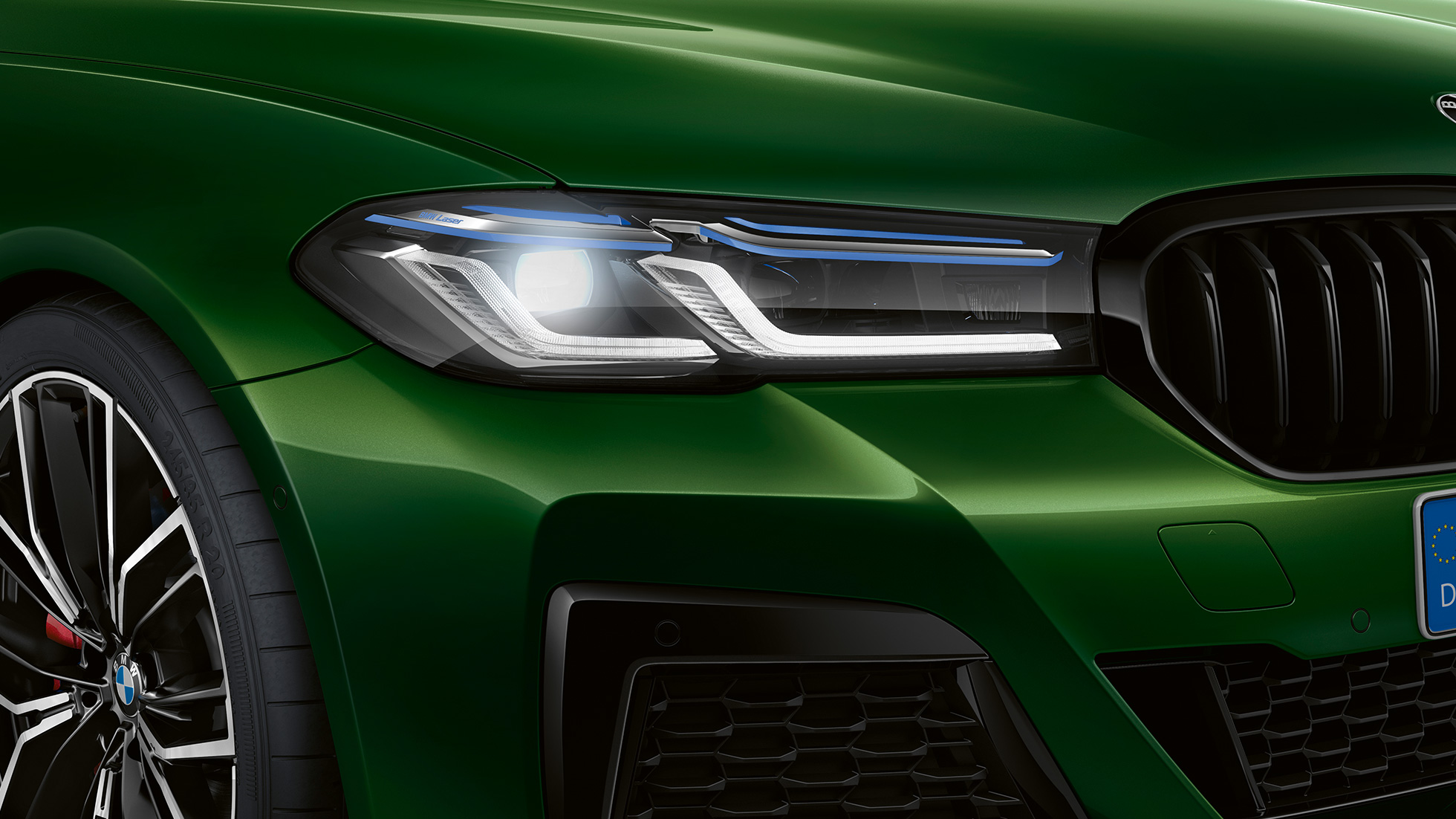 BMW Individual ライト・シャドー・ライン BMW M550i xDriveセダン G30 LCI フェイスリフト 2020 BMW Individual ライト・シャドー・ライン BMW M550i xDriveセダン G30 LCI フェイスリフト 2020 BMW Individual ベルデ・エルメス・メタリック クローズ・アップ フロント