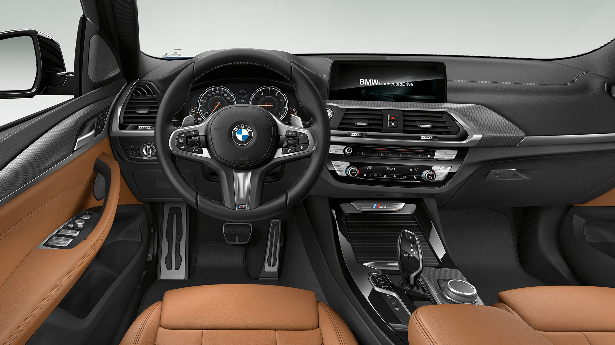 BMW X3 M40d、コックピット。F97 BMW X3 M40d、インテリア、M レザー・ステアリングと M スポーツシートを備えたコックピット。F97