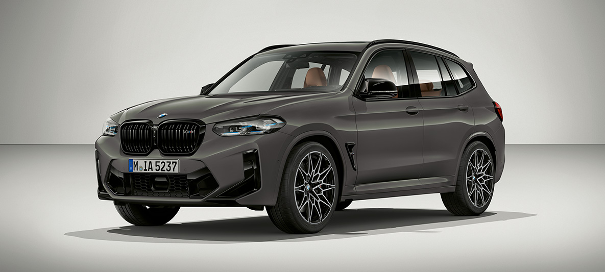BMW X3 M Individual F97 LCI フェイスリフト 2021 グリゴ・テレスト 斜めからのフロント・ビュー BMW X3 M Individual F97 LCI フェイスリフト 2021 グリゴ・テレスト 斜めからのフロント・ビュー