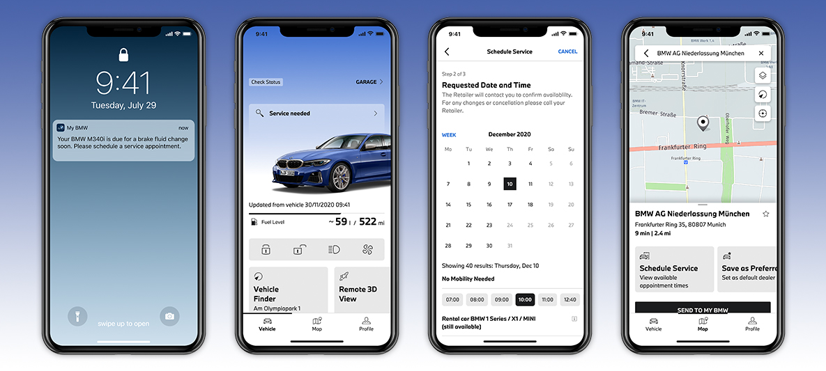 My BMW Appでサービス体験を管理 スマートフォンの画面 My BMW Appでサービス体験を管理 スマートフォンの画面