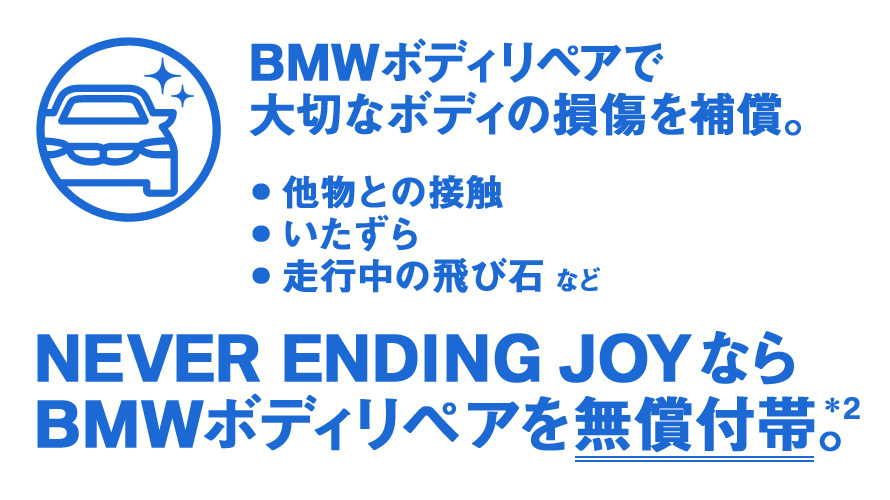 BMWボディリペアを無償付帯 BMWボディリペアを無償付帯