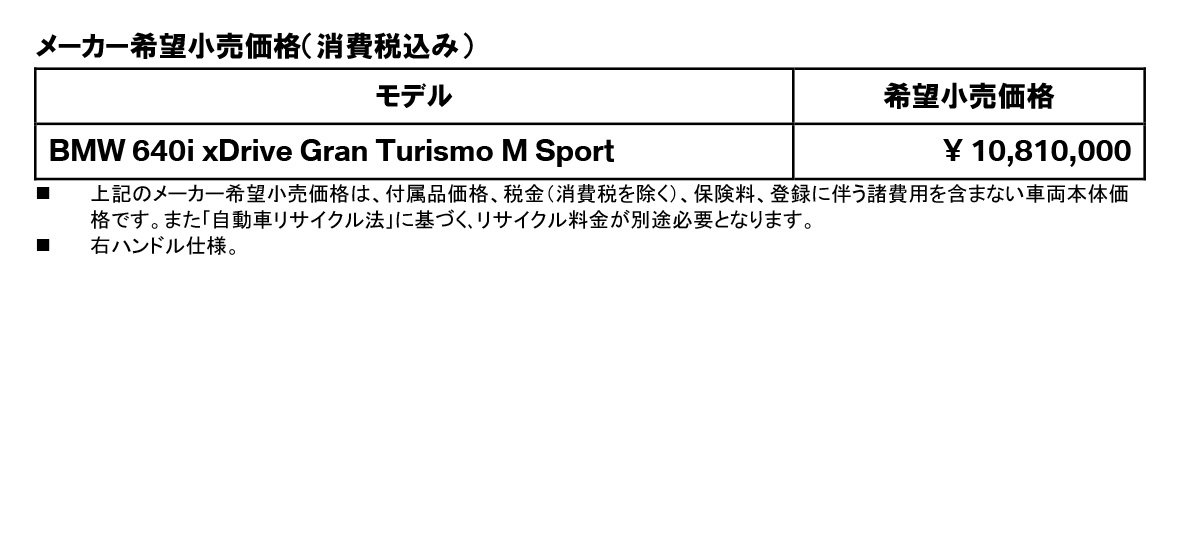メーカー希望小売価格(消費税込み) メーカー希望小売価格(消費税込み)