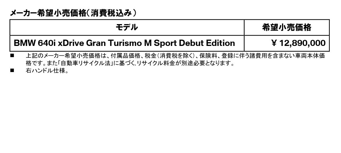 メーカー希望小売価格(消費税込み) メーカー希望小売価格(消費税込み)