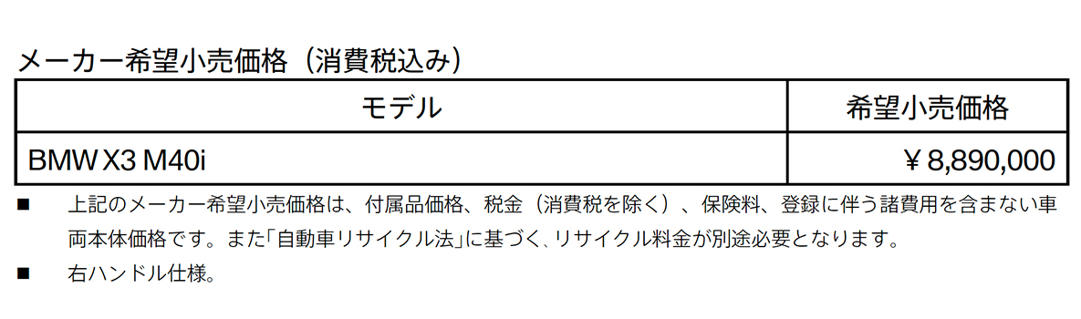メーカー希望小売価格(消費税込み) メーカー希望小売価格(消費税込み)