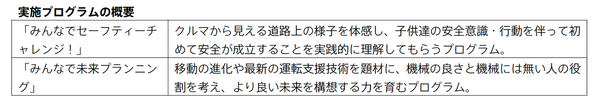 実施プログラムの概要
